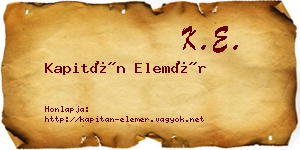 Kapitán Elemér névjegykártya