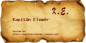 Kapitán Elemér névjegykártya